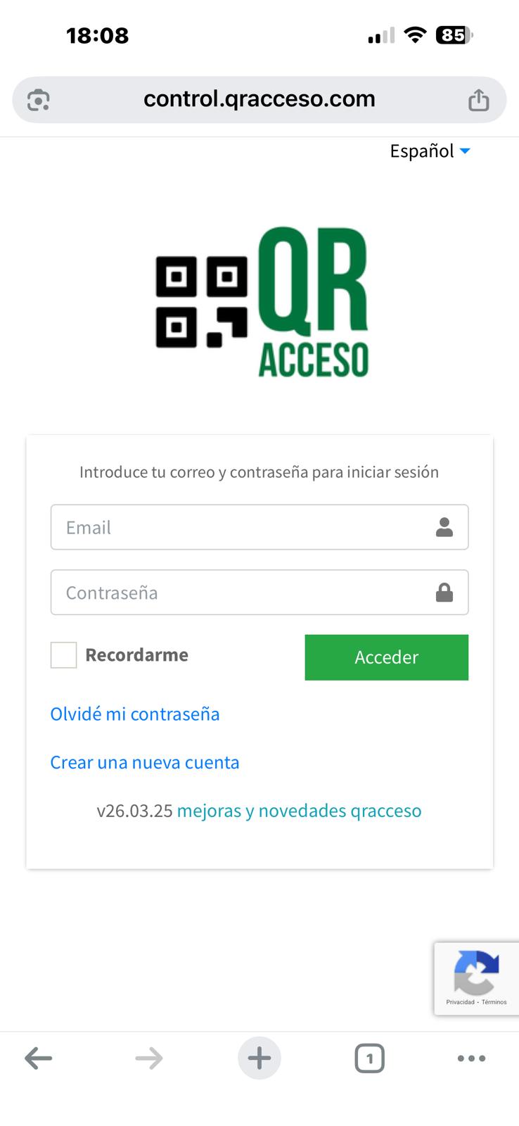 Panel web de usuarios QRACCESO y registro Panel web de usuarios QRACCESO y registro